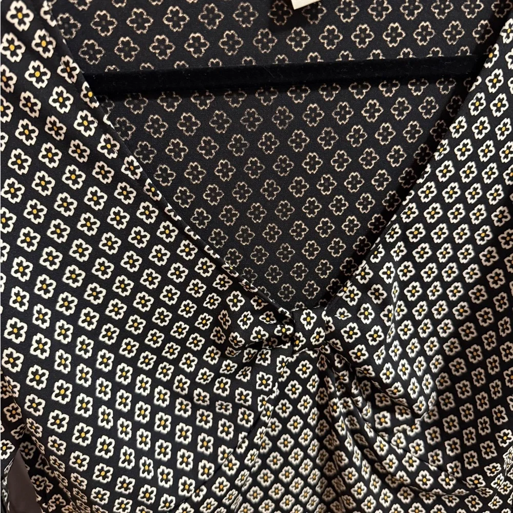 Michael Kors Black and White Geo-Print Midi Dress with Front Tie - Picture 2 of 3